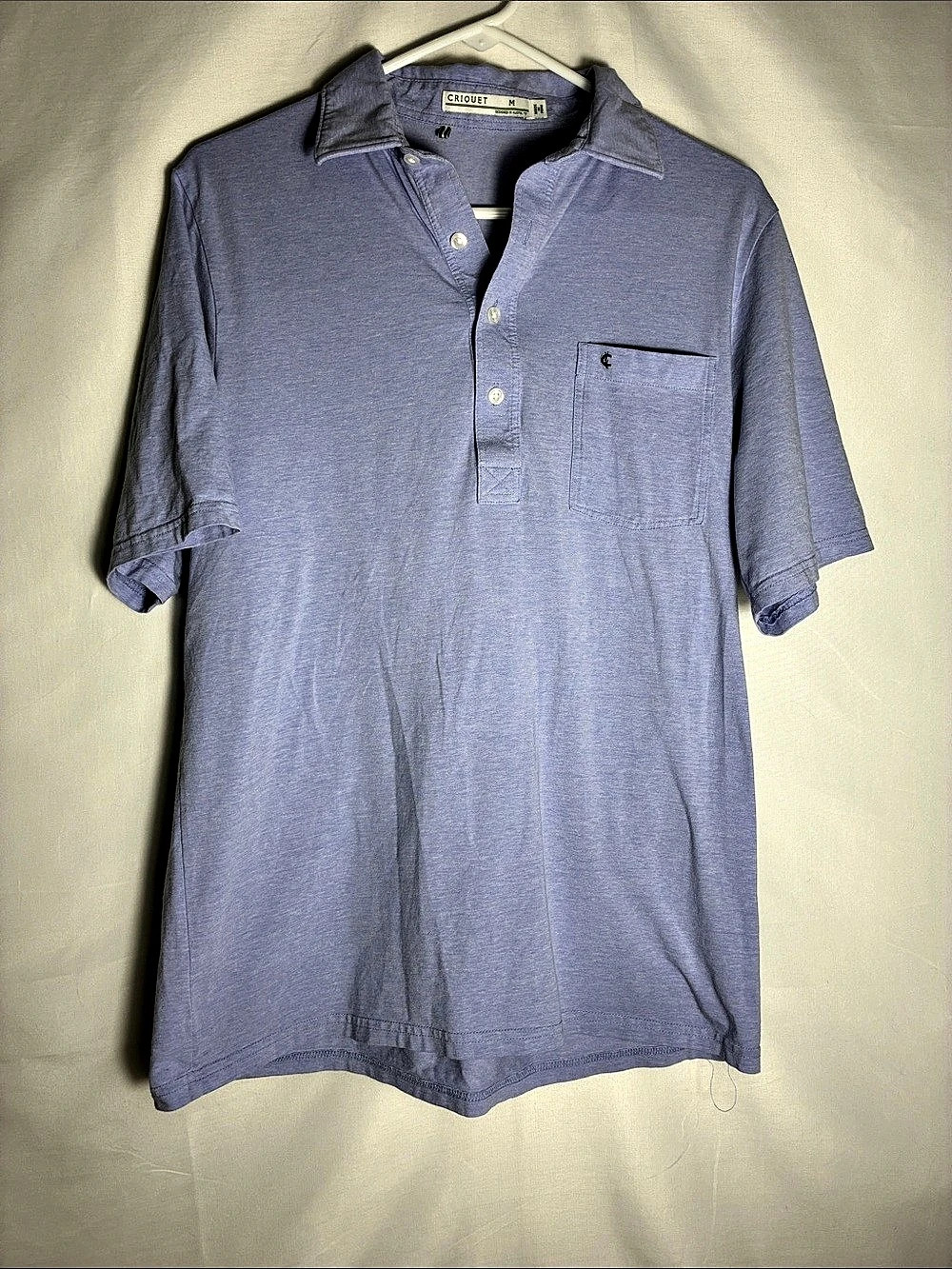Criquet Mens Top-Shelf Players Polo Shirt Size Medium Blue Periwinkle Golf Pima